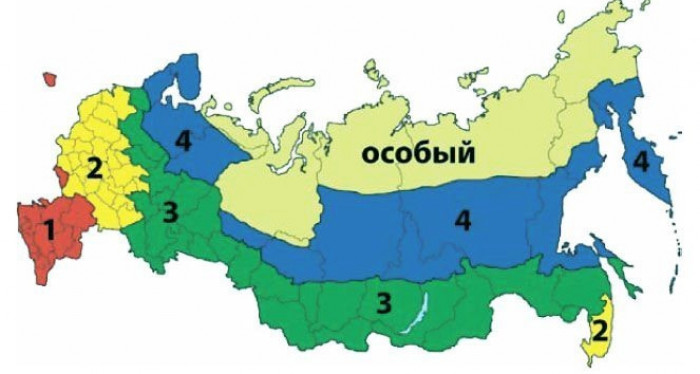 Схема районирования РФ по климатическим регионам. Выбор класса защиты